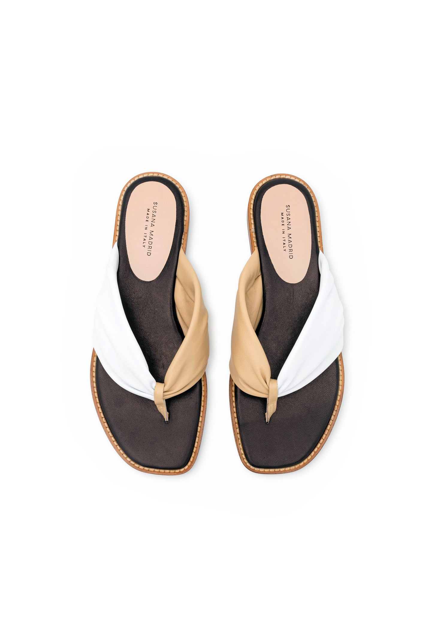 The Karla Flip Flop In Neutrals: Sand/White/Black