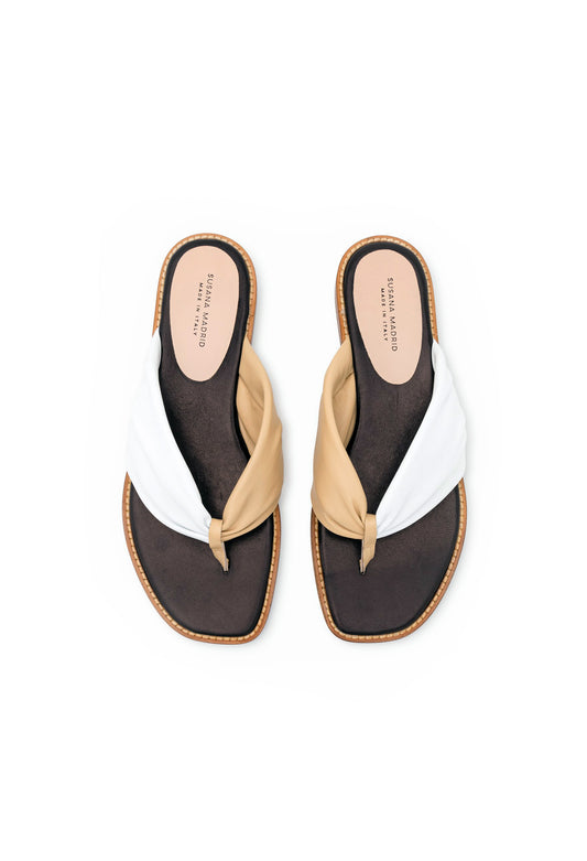 The Karla Flip Flop In Neutrals: Sand/White/Black