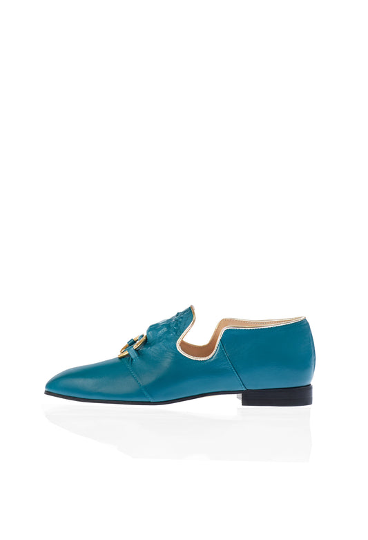 Iris Leone Flat In Cerulean Blue Green
